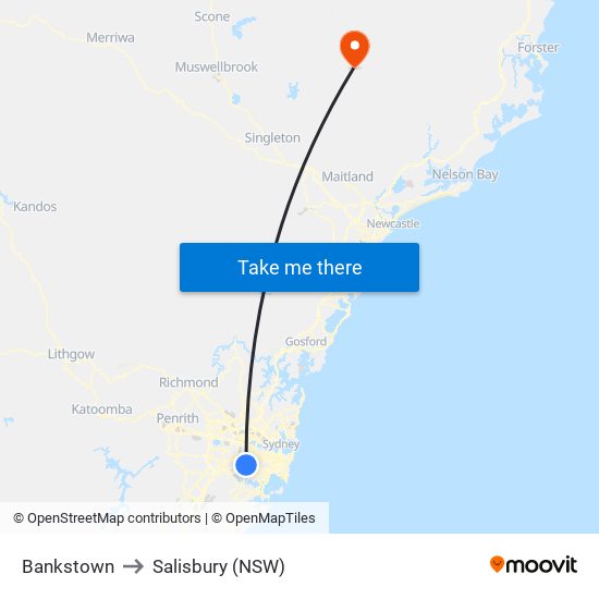 Bankstown to Salisbury (NSW) map