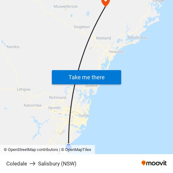 Coledale to Salisbury (NSW) map