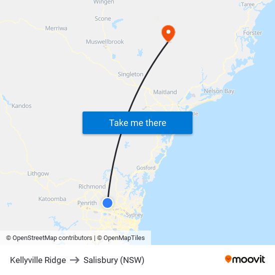 Kellyville Ridge to Salisbury (NSW) map