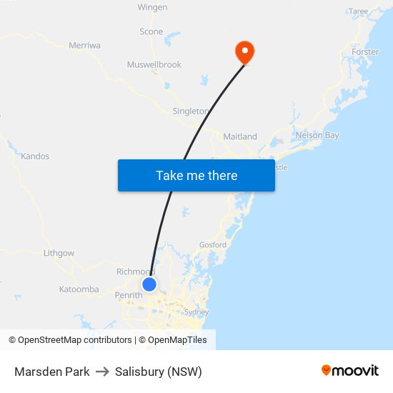 Marsden Park to Salisbury (NSW) map