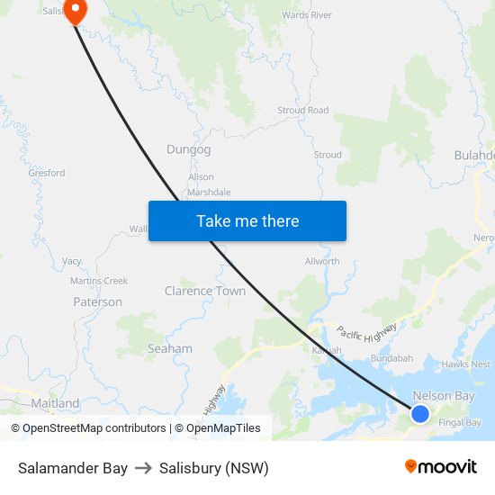 Salamander Bay to Salisbury (NSW) map