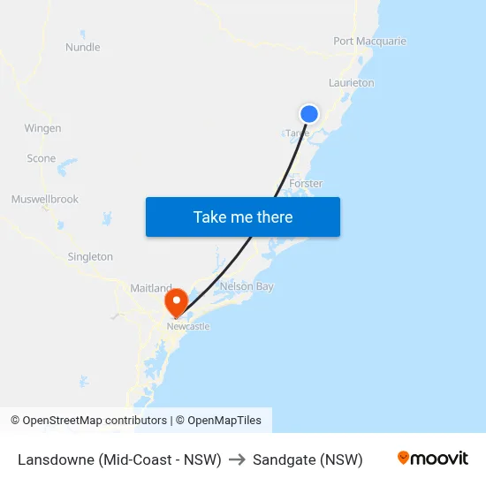 Lansdowne (Mid-Coast - NSW) to Sandgate (NSW) map
