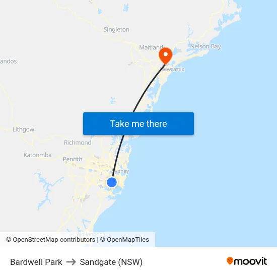 Bardwell Park to Sandgate (NSW) map