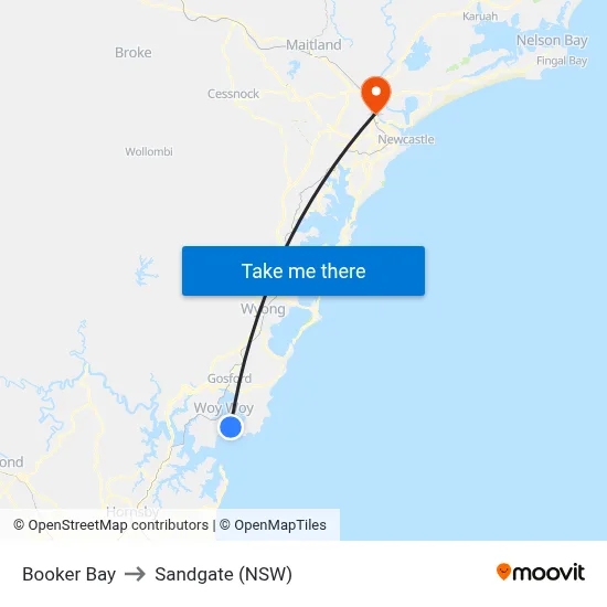 Booker Bay to Sandgate (NSW) map