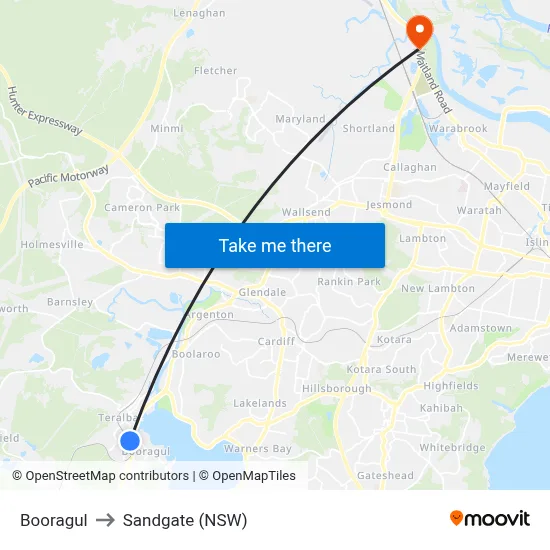 Booragul to Sandgate (NSW) map