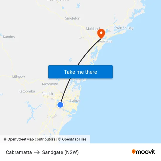 Cabramatta to Sandgate (NSW) map