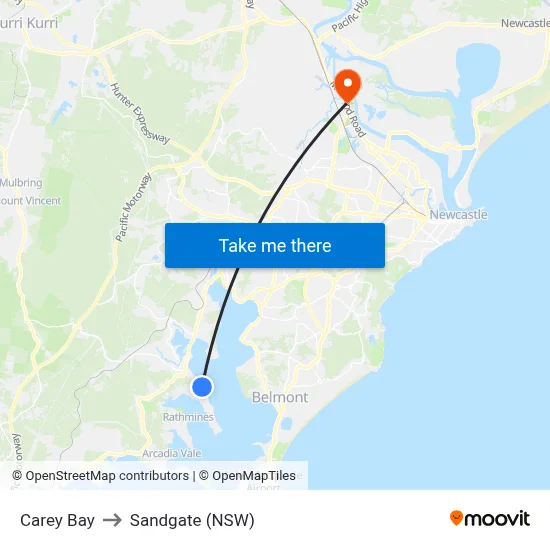 Carey Bay to Sandgate (NSW) map