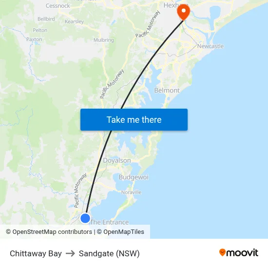 Chittaway Bay to Sandgate (NSW) map