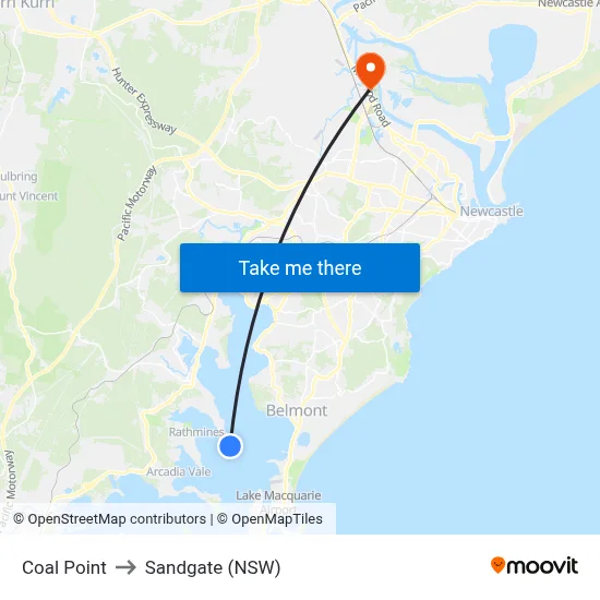 Coal Point to Sandgate (NSW) map