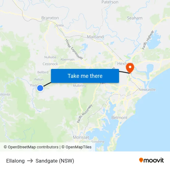 Ellalong to Sandgate (NSW) map