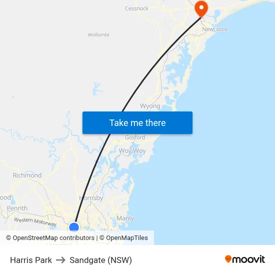 Harris Park to Sandgate (NSW) map