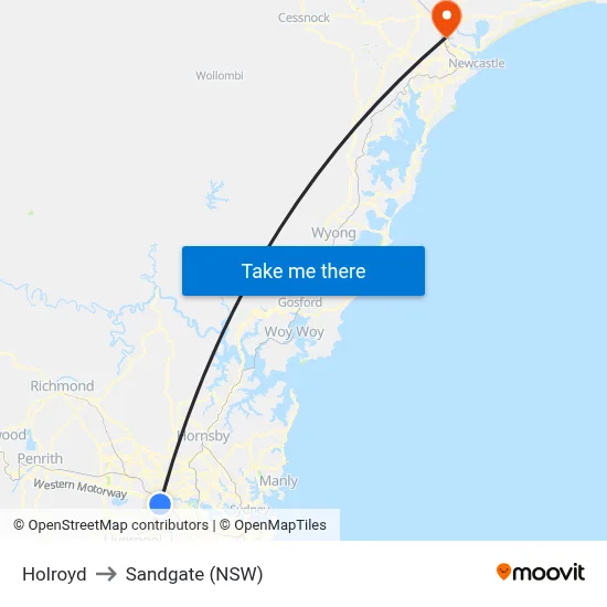 Holroyd to Sandgate (NSW) map