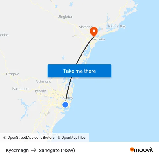 Kyeemagh to Sandgate (NSW) map
