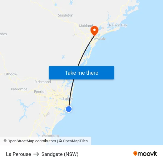 La Perouse to Sandgate (NSW) map