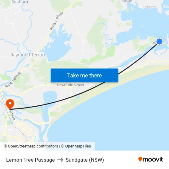 Lemon Tree Passage to Sandgate (NSW) map