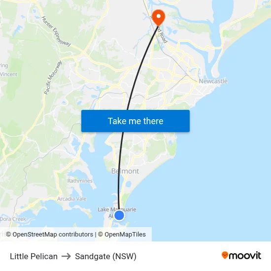 Little Pelican to Sandgate (NSW) map