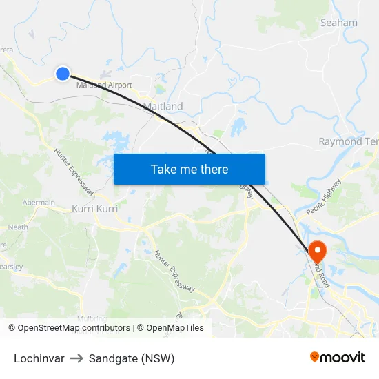Lochinvar to Sandgate (NSW) map