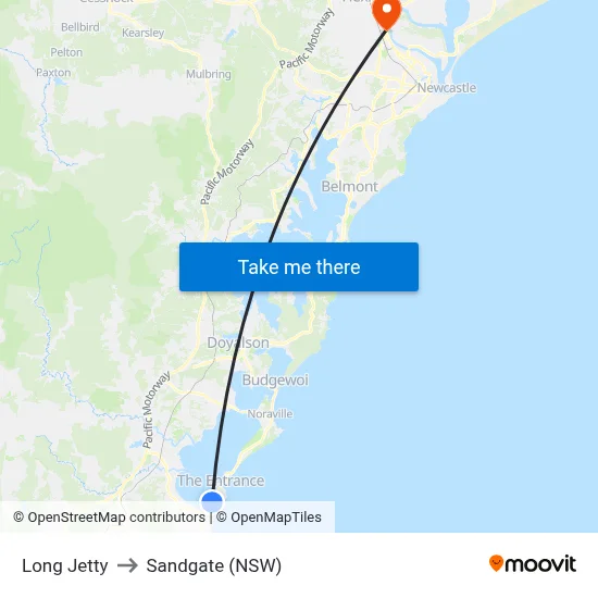Long Jetty to Sandgate (NSW) map