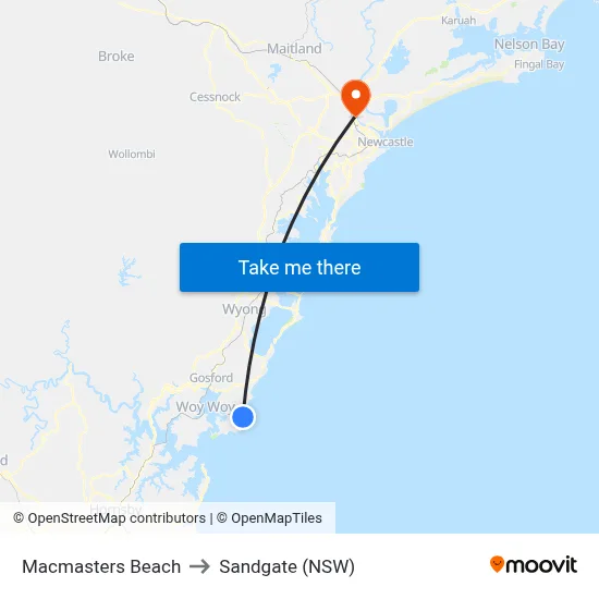 Macmasters Beach to Sandgate (NSW) map