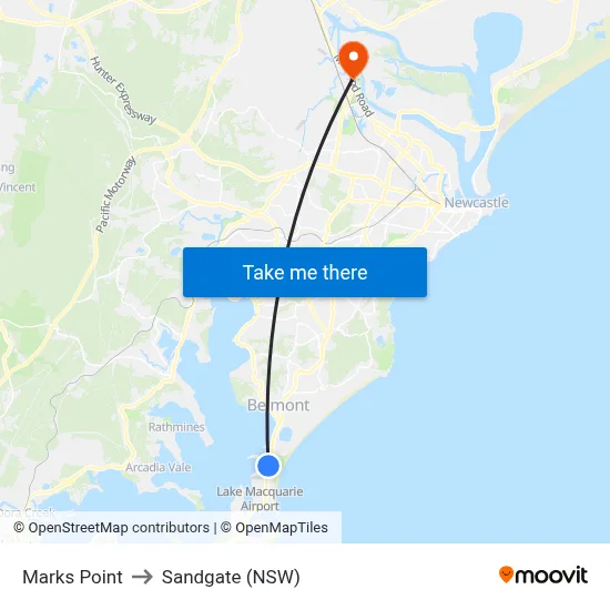 Marks Point to Sandgate (NSW) map