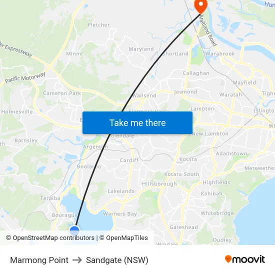 Marmong Point to Sandgate (NSW) map
