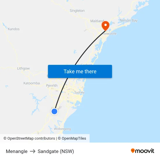Menangle to Sandgate (NSW) map