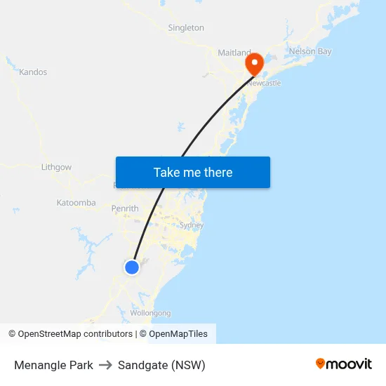 Menangle Park to Sandgate (NSW) map