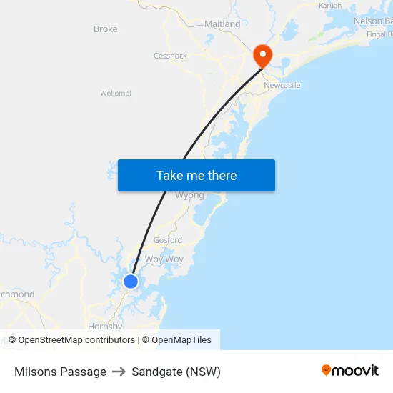 Milsons Passage to Sandgate (NSW) map