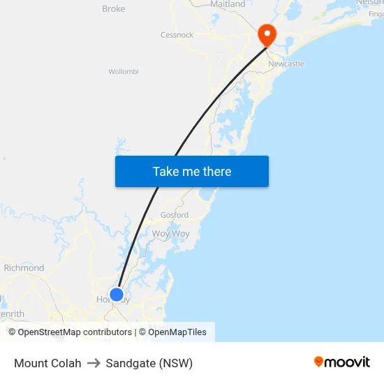 Mount Colah to Sandgate (NSW) map