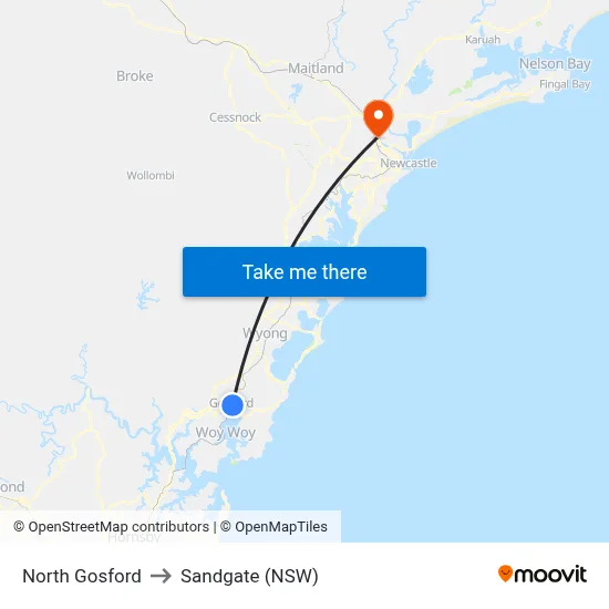 North Gosford to Sandgate (NSW) map