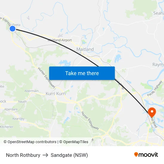 North Rothbury to Sandgate (NSW) map