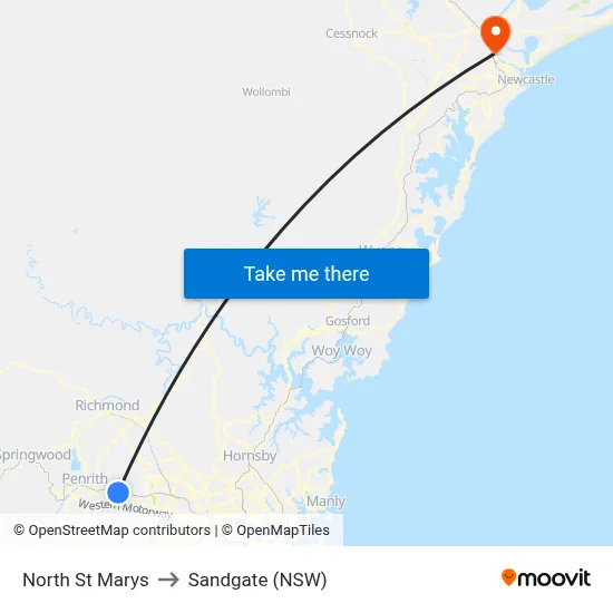 North St Marys to Sandgate (NSW) map