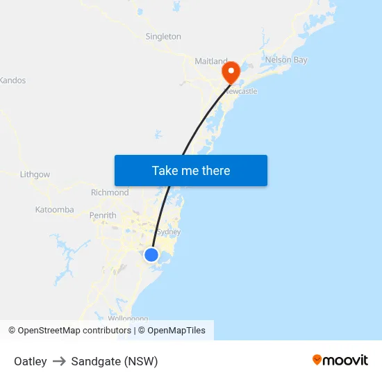 Oatley to Sandgate (NSW) map