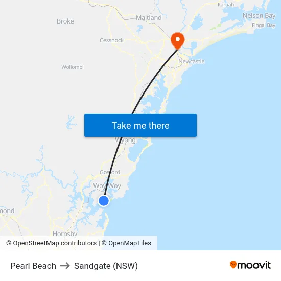 Pearl Beach to Sandgate (NSW) map