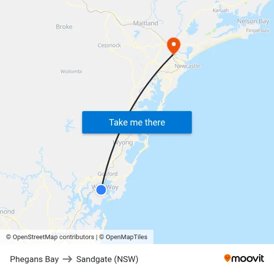 Phegans Bay to Sandgate (NSW) map