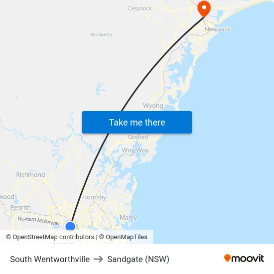 South Wentworthville to Sandgate (NSW) map