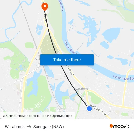 Warabrook to Sandgate (NSW) map