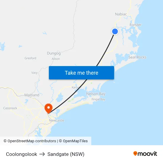 Coolongolook to Sandgate (NSW) map