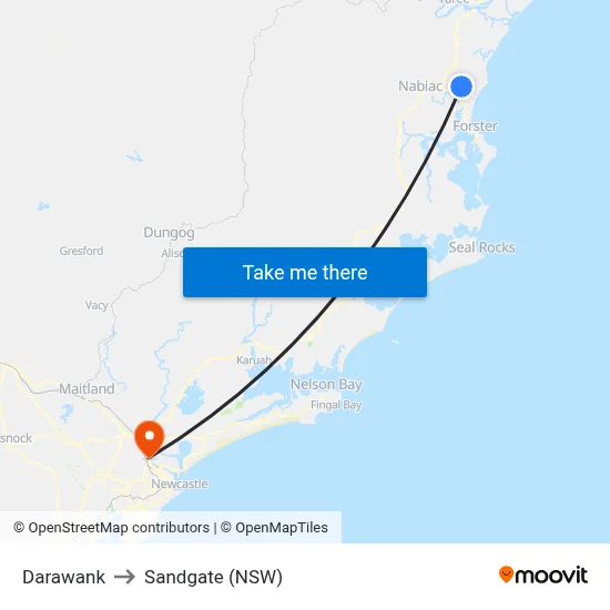 Darawank to Sandgate (NSW) map