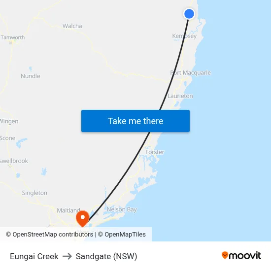 Eungai Creek to Sandgate (NSW) map