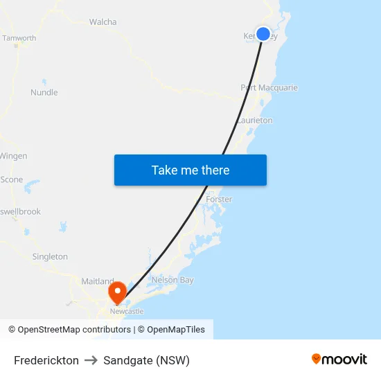 Frederickton to Sandgate (NSW) map