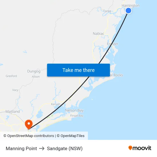 Manning Point to Sandgate (NSW) map