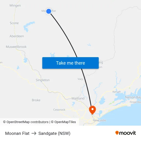 Moonan Flat to Sandgate (NSW) map