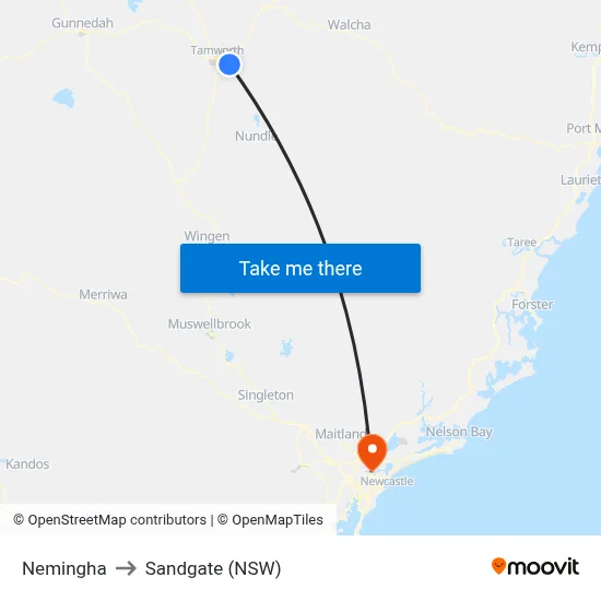 Nemingha to Sandgate (NSW) map