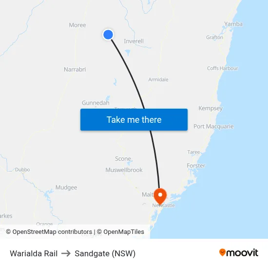 Warialda Rail to Sandgate (NSW) map