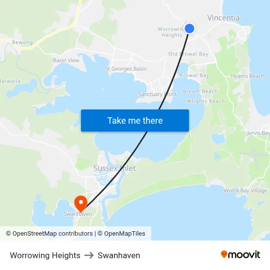 Worrowing Heights to Swanhaven map