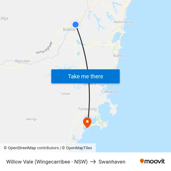 Willow Vale (Wingecarribee - NSW) to Swanhaven map