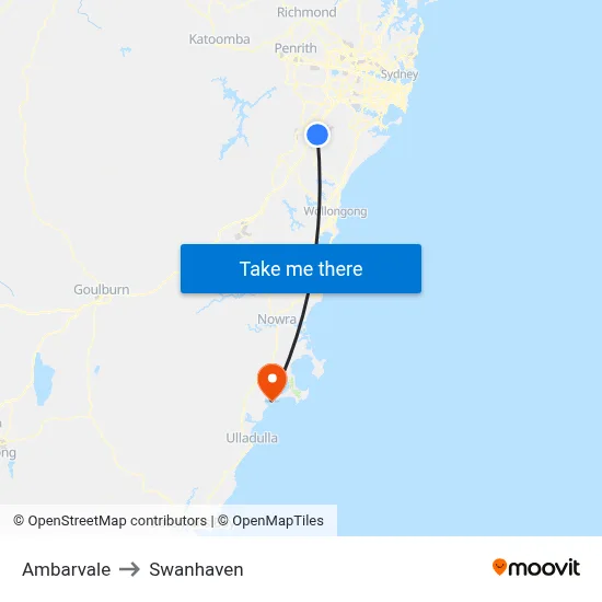 Ambarvale to Swanhaven map
