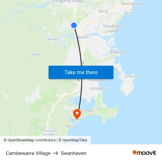 Cambewarra Village to Swanhaven map