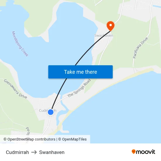 Cudmirrah to Swanhaven map
